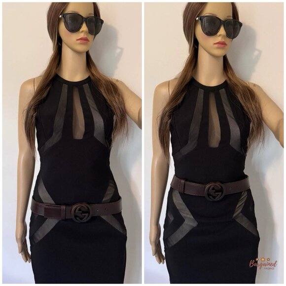 Authentic Gucci Dark Brown Leather Bamboo Interlocking G Buckle Belt 95/38 - Picture 11 of 13